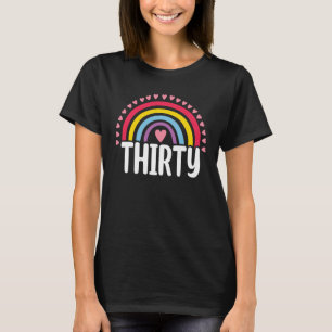 Camiseta Leque Arco-íris de Aniversário de 30 Anos Mulheres