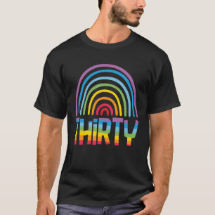 Camiseta Leque de Arco-íris de Aniversário de 30 Anos Mulhe