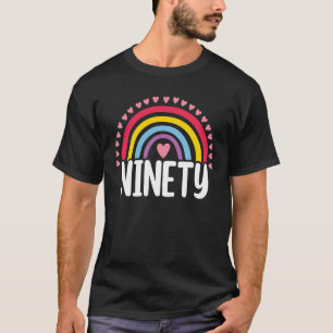 Camiseta Leque do Arco-íris de Aniversário de 90 Anos Mulhe