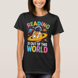 Camiseta Ler é fora deste mundo livros engraçados do espaço