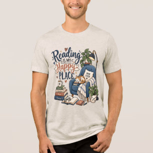 Camiseta Ler é o Meu Lugar Feliz – Design de Amante de Livr