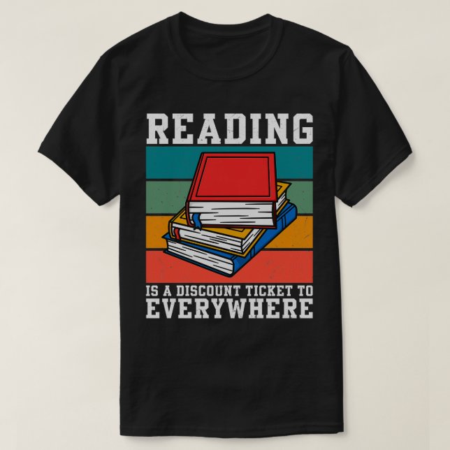 Camiseta Ler é um bilhete de desconto para todos os livros (Frente do Design)