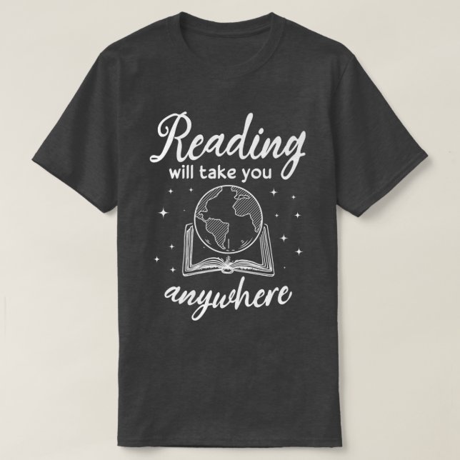 Camiseta Ler Levará Você A Qualquer Lugar, Adventure Book L (Frente do Design)