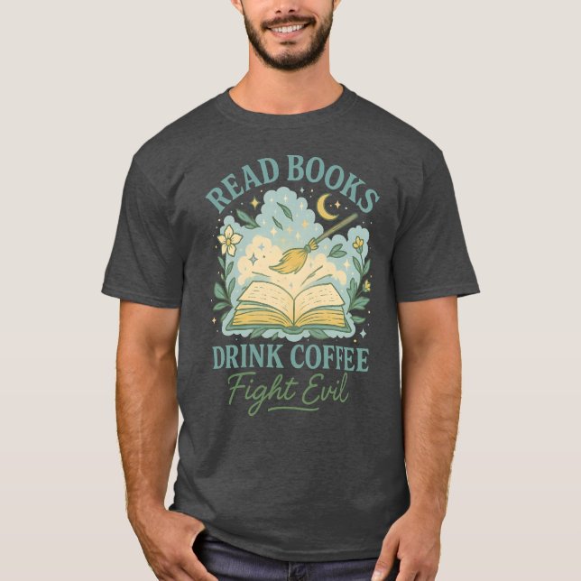 CAMISETA LER LIVROS BEBER CAFÉ (Frente)