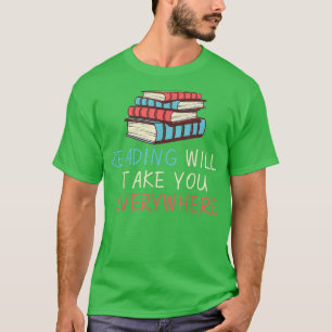 Camiseta Ler te levará a todos os lugares um livro engraçad
