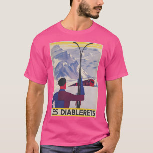 Camiseta Les Diablerets Suiça Vintage Ski Poster