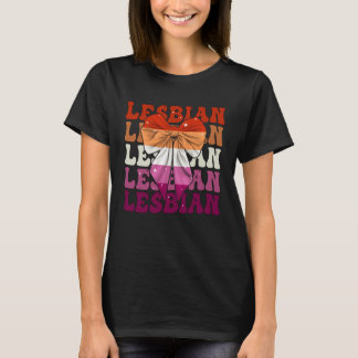 Camiseta Lesbian Flag Pride LGBTQ Girl Coquette Bow Ribbon