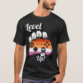 Camiseta Lesbian Pride Level Up Tiger Paw Controller Shirt