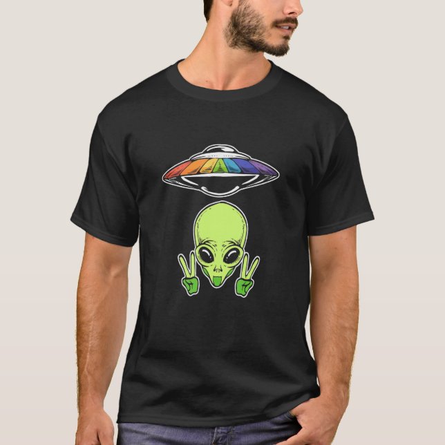 Camiseta Lésbica Alienigena Arco-íris (Frente)