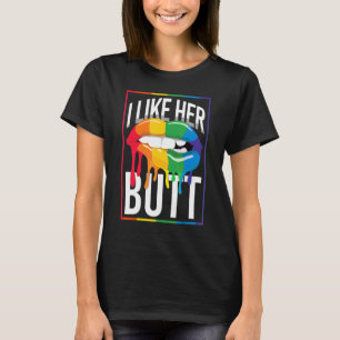 Camiseta Lésbica Eu Gosto De Seu Orgulho Bumbum Lábios Arco