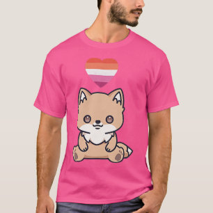 Camiseta Lésbica Fox LGBTQ Orgulho gay Flag Kawaii HeartT-S