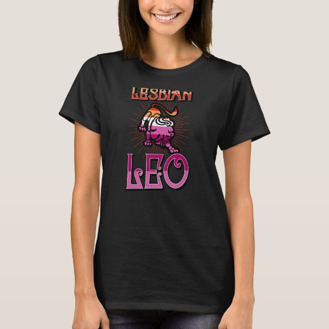 Camiseta Lésbica Leo Zodiac - Sinal de aniversário Horoscóp (Frente)