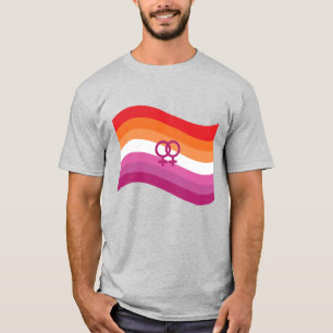 Camiseta Lésbica Sunset Love Pride Wavy Flag