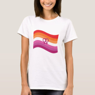 Camiseta Lésbica Sunset Love Pride Wavy Flag
