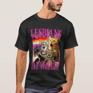 Camiseta Lésbicas Comem O Quê! Gato Divertido Orgulho Gay L