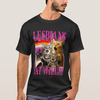 Camiseta Lésbicas Comem O Quê! Gato Divertido Orgulho Gay L