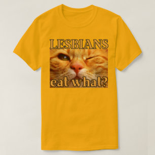 Camiseta Lésbicas Comem O Quê? Gato Laranja Engraçado