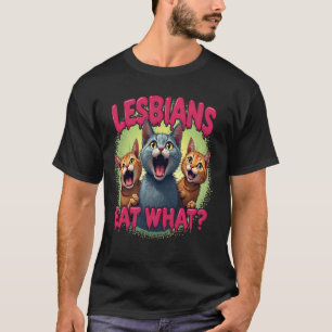 Camiseta Lésbicas Comem O Quê! Gato Ofensivo Pirata Sarcást