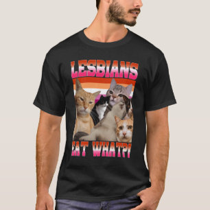 Camiseta Lésbicas Comem O Que Orgulho Do Gato Lgbtq Pun Fla