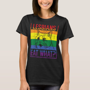 Camiseta Lésbicas Comem Que Gato Engraçado Humor Pun Orgulh
