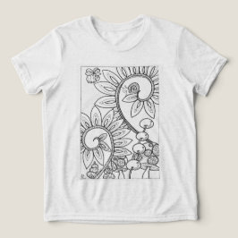Camiseta lesma e uma abelha com flores