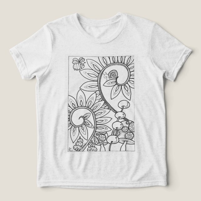 Camiseta lesma e uma abelha com flores (Design frontal)