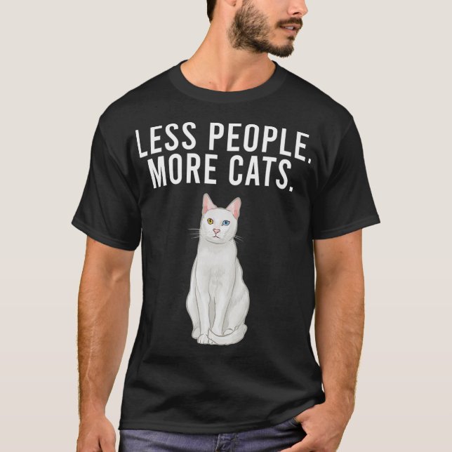 Camiseta Less People More Cats Khao Manee Funny Introvert  (Frente)