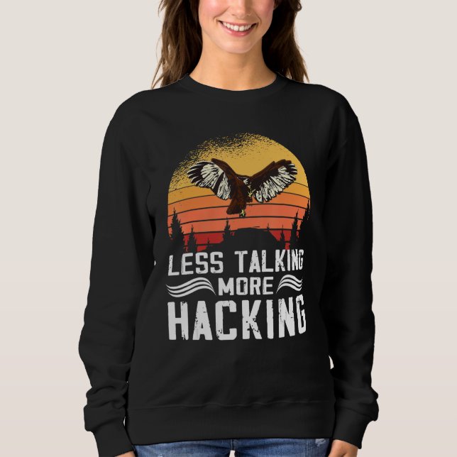 Camiseta Less Talking more Hacking Sunset Falconer Falconry (Frente)