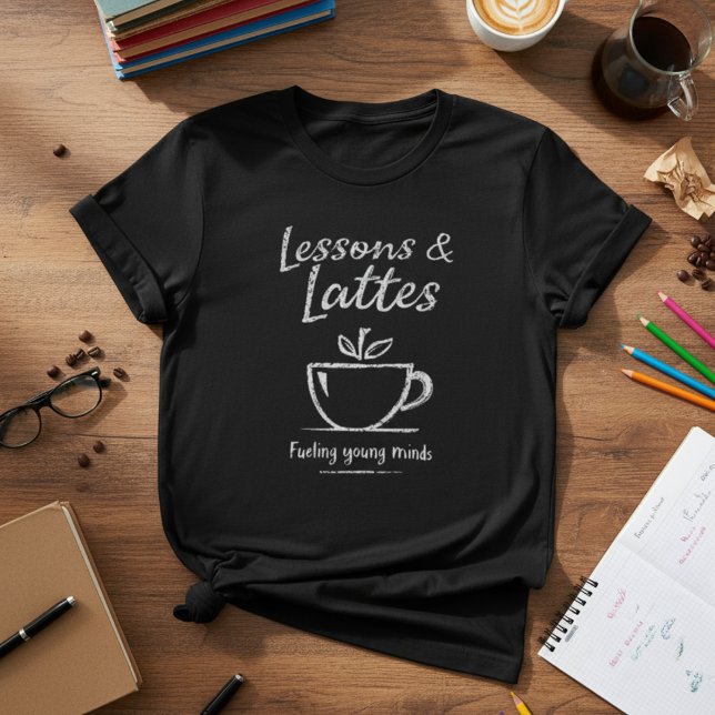 Camiseta Lessons & Lattes Teacher Design — Coffee Teacher (Criador carregado)