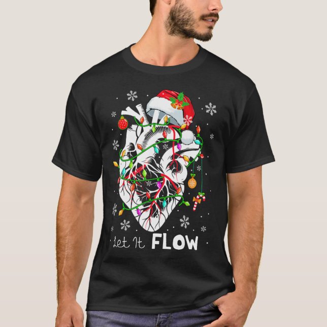 Camiseta Let It Flowing Xmas Anatomy Santa Heart Part Cardi (Frente)