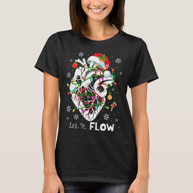 Camiseta Let It Flowing Xmas Anatomy Santa Heart Part Cardi (Frente)