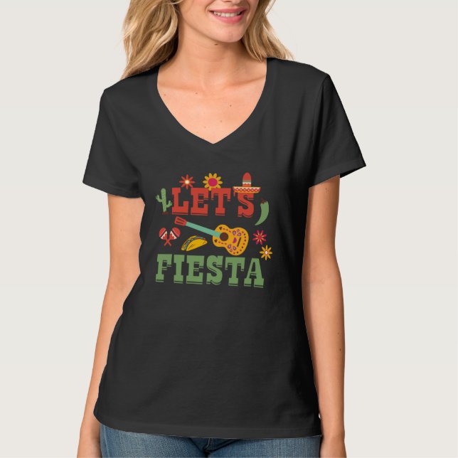 Camiseta Let s Fiesta Cinco de Mayo Party Saying Quote Grap (Frente)