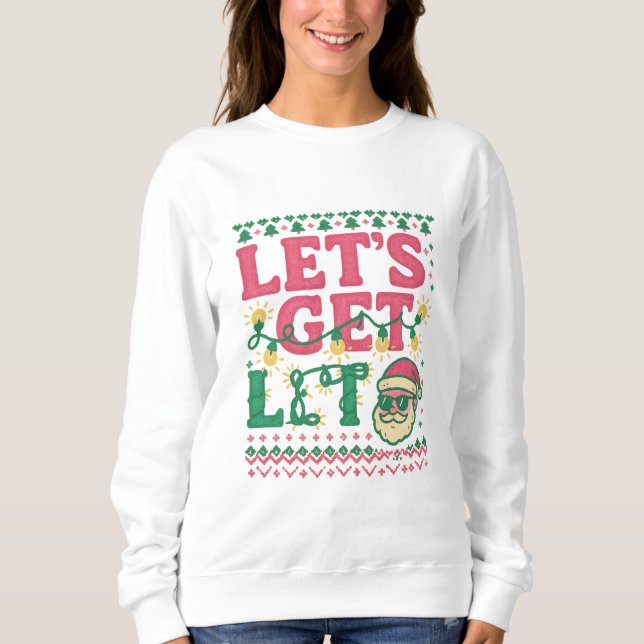 Camiseta Let’s Get Lit Christmas Shirt • Funny Ugly Sweater (Frente)