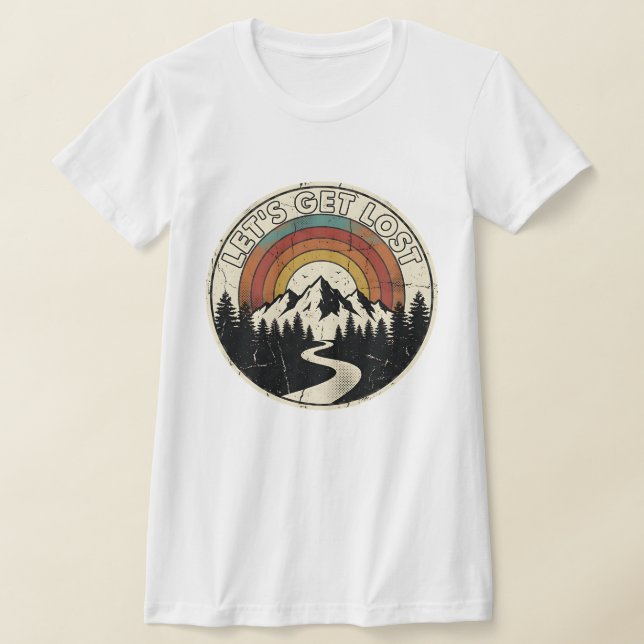Camiseta Let’s Get Lost Retro Mountain Adventure Outdoor (Postura )