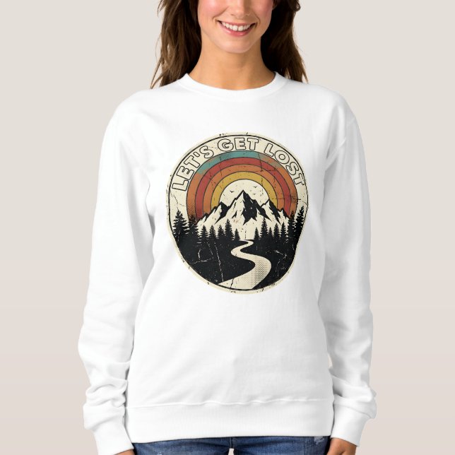 Camiseta Let’s Get Lost Retro Mountain Adventure Outdoor (Frente)