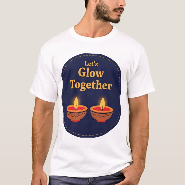 Camiseta Let’s Glow Together | Minimal Diwali Diya Design ✨ (Frente)