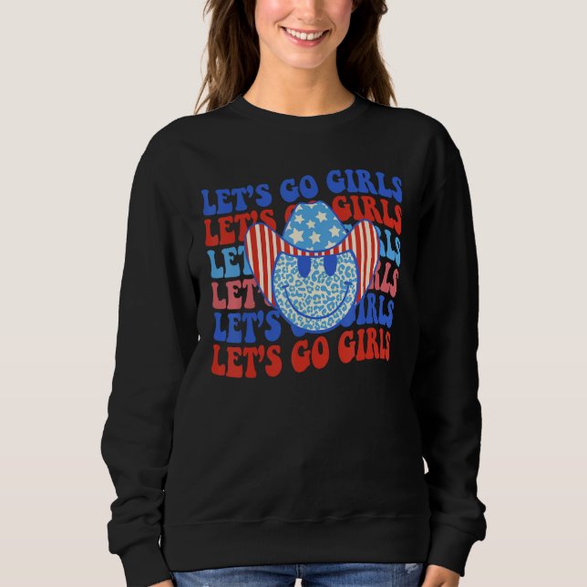Camiseta Let s Go Girls Cowgirl Retro 4th of July Bachelore (Frente)