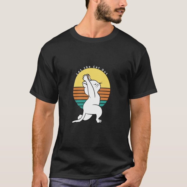 Camiseta Let The Cat Out Retro Yoga Cat Present (Frente)