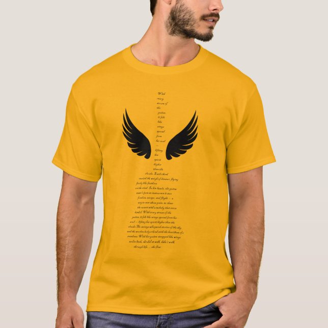 Camiseta "Let the Music Fly" – Guitar with Wings Design (Frente)