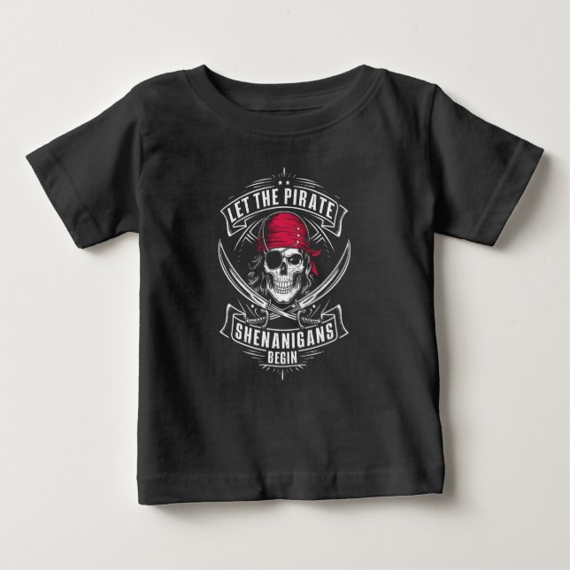 Camiseta Let The Pirate Shenanigans Begin Halloween Skull (Frente)