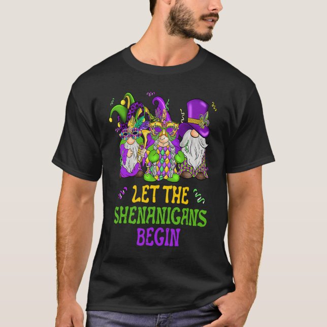 Camiseta Let The Shenanigans Begin Gnomes Mardi Gras  Men W (Frente)