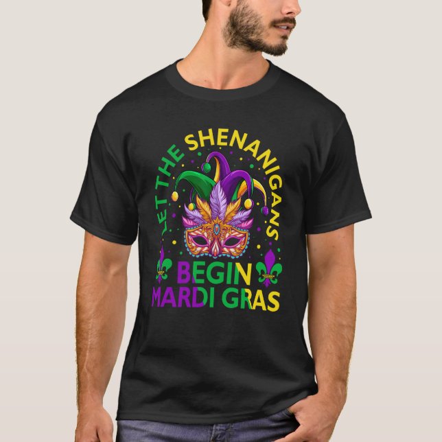 Camiseta Let The Shenanigans Begin Mardi Gras 2023 Purim Ma (Frente)