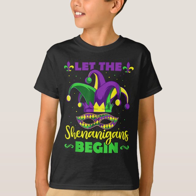 Camiseta Let The Shenanigans Begin Mardi Gras Jester Hat Ma (Frente)