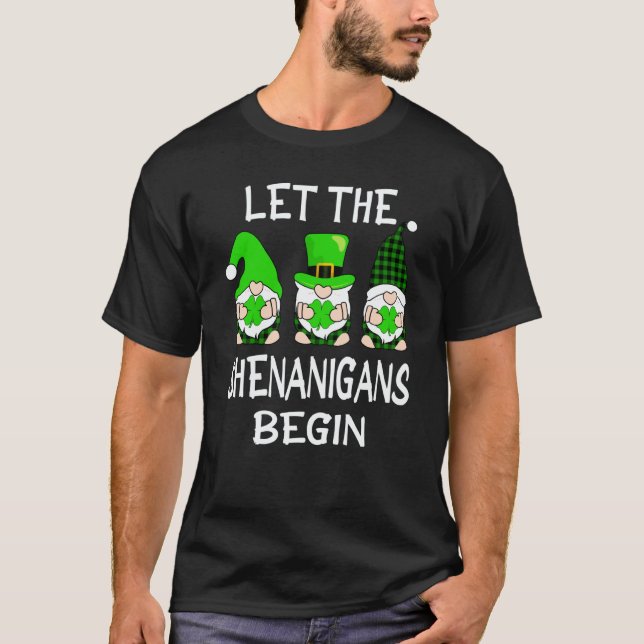 Camiseta Let The Shenanigans Begin St Patricks Day Gnomes S (Frente)