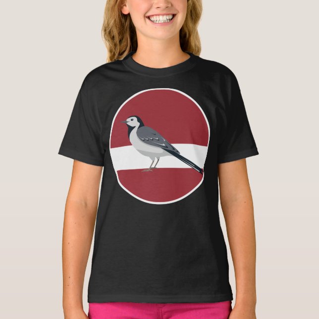 Camiseta Letão - Pássaro-branco (Frente)