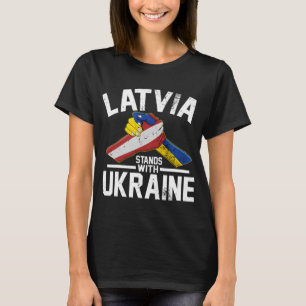Camiseta Letónia Mantém-Se Com A Ucrânia, Bandeira Da Letón