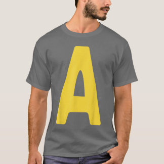 Camiseta Letra A Alfabeto Amarelo Em Vermelho Fantasia De H