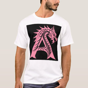 Camiseta Letra A Estilizada com Dragão, Alfabeto de Dragão,