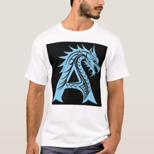 Camiseta Letra A Estilizada com Dragão, Alfabeto de Dragão,