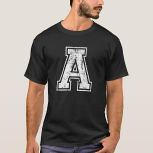Camiseta Letra A Maiúscula Alfabeto Inicial Escola Faculdad